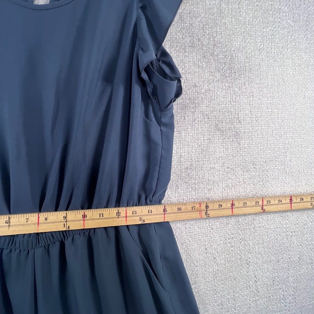 LOFT Outlet‎ Navy Blue Flutter Sleeve Wide Leg Cropped Jumpsuit 10P Petite - Picture 6 of 9